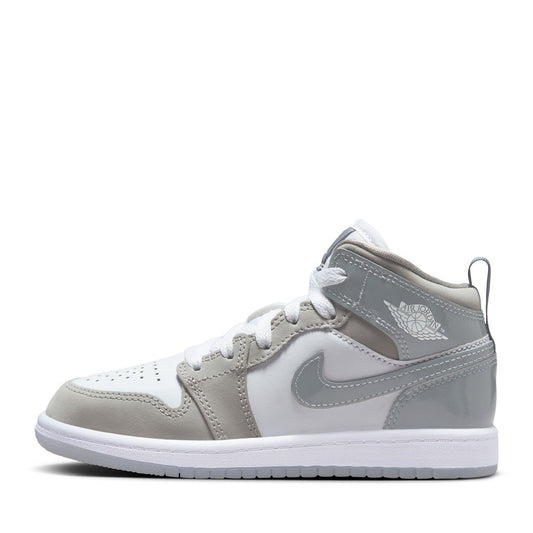 Jordan 1 Mid SE (PS) - White/Cool Grey