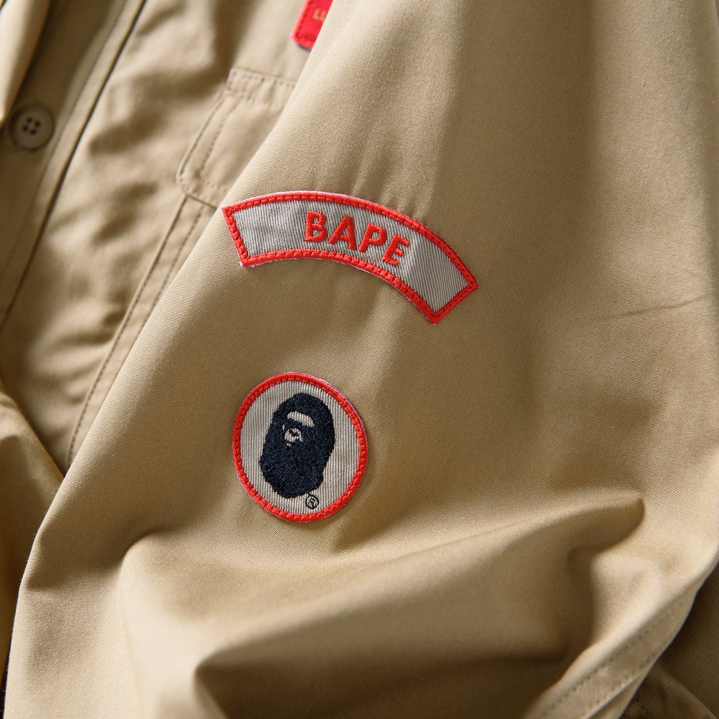 A Bathing Ape Bape Boyscout Relaxed Fit Shirt - Beige