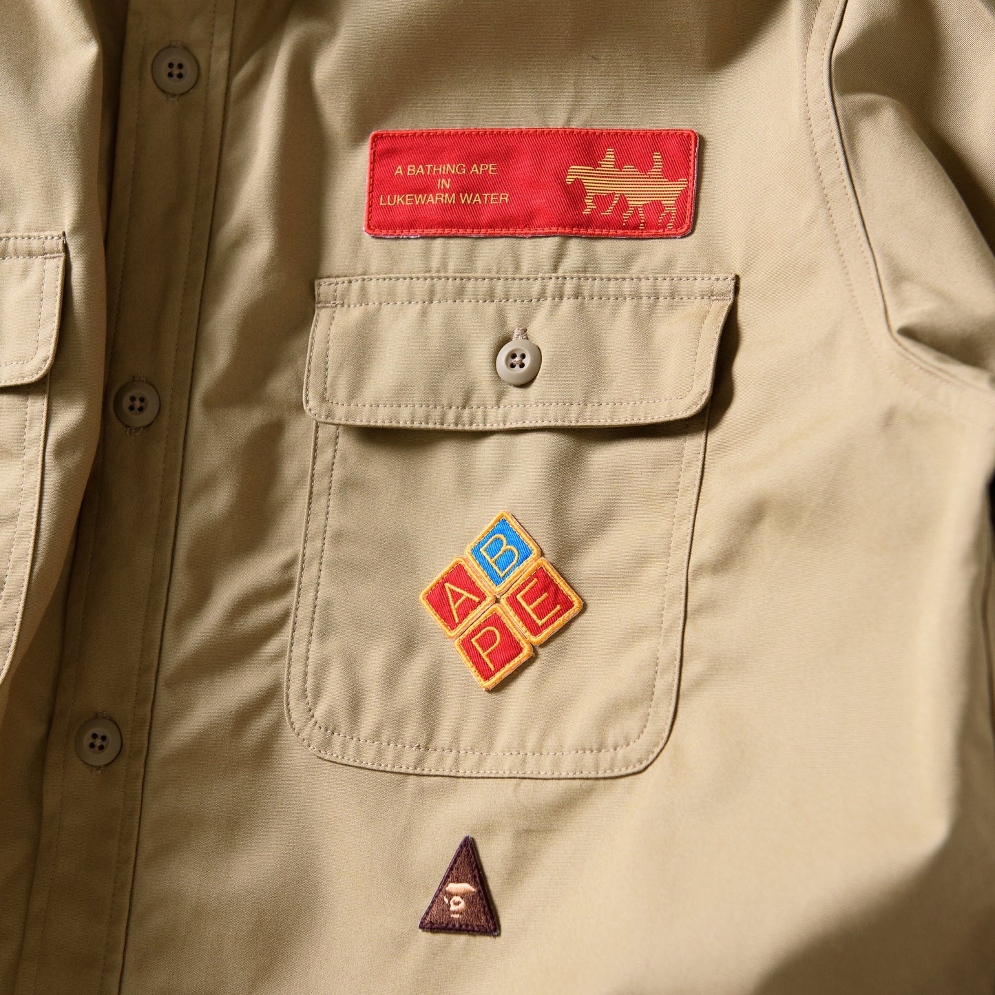 A Bathing Ape Bape Boyscout Relaxed Fit Shirt - Beige