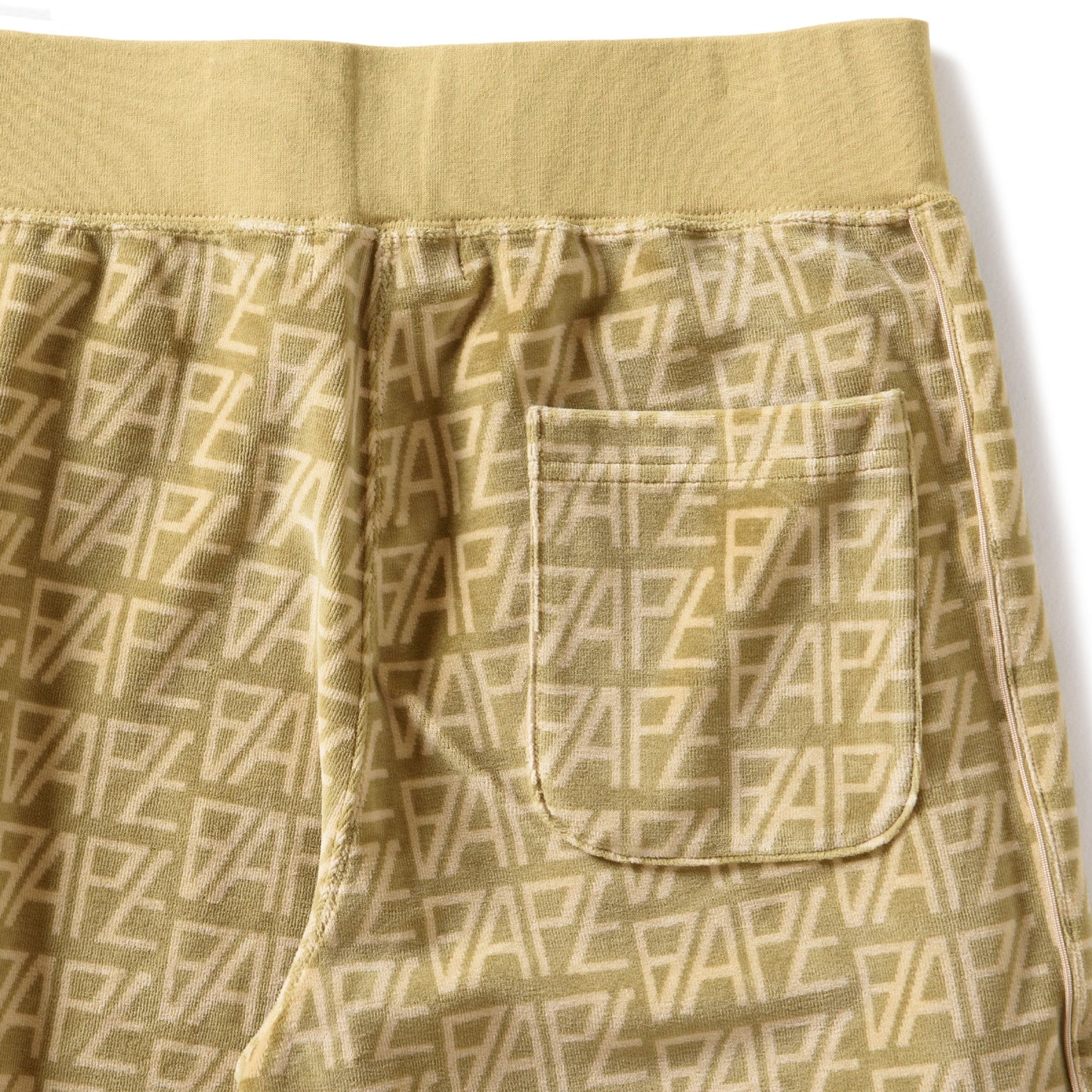 A Bathing Ape Logo Monogram Velour Shorts - Beige