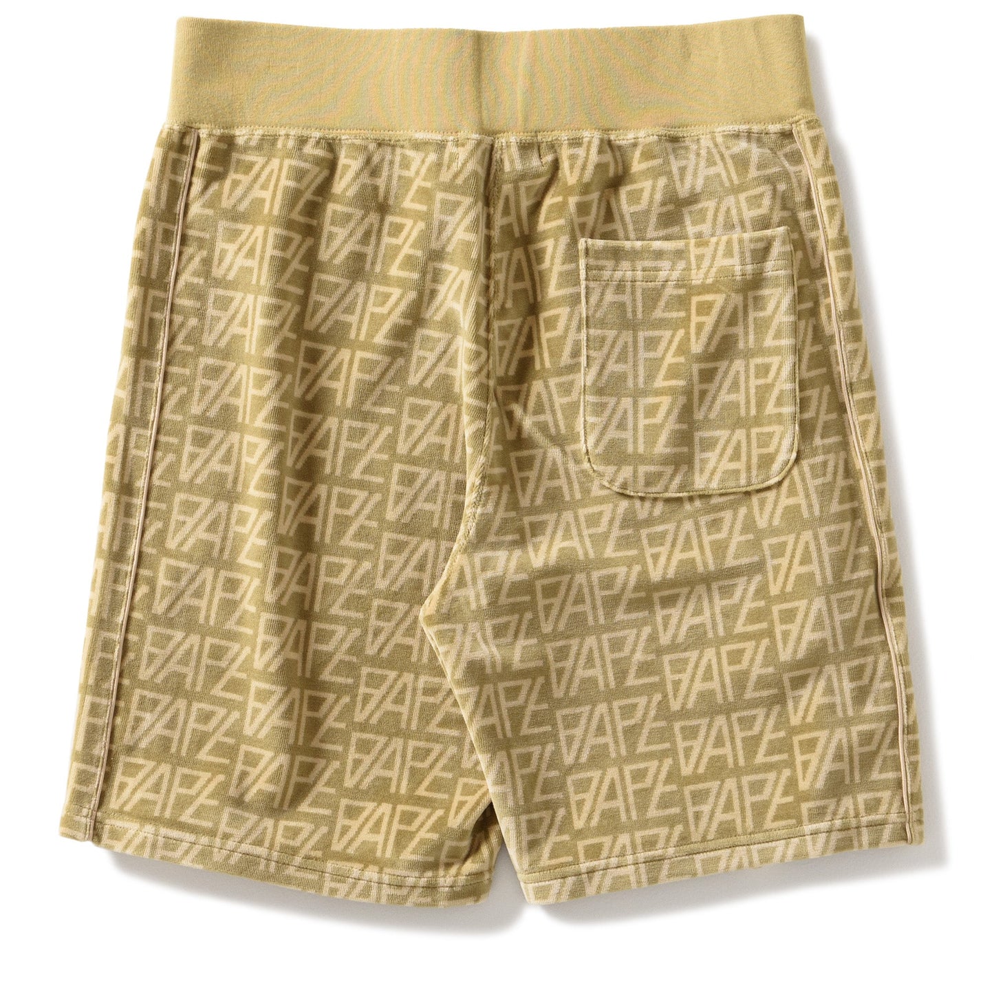 A Bathing Ape Logo Monogram Velour Shorts - Beige