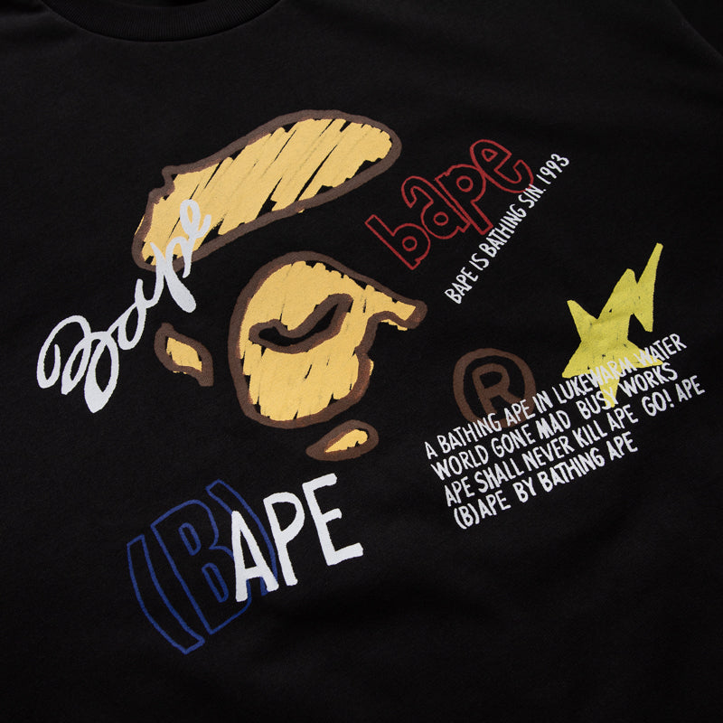 A Bathing Ape Hand Draw Graphic Tee - Black