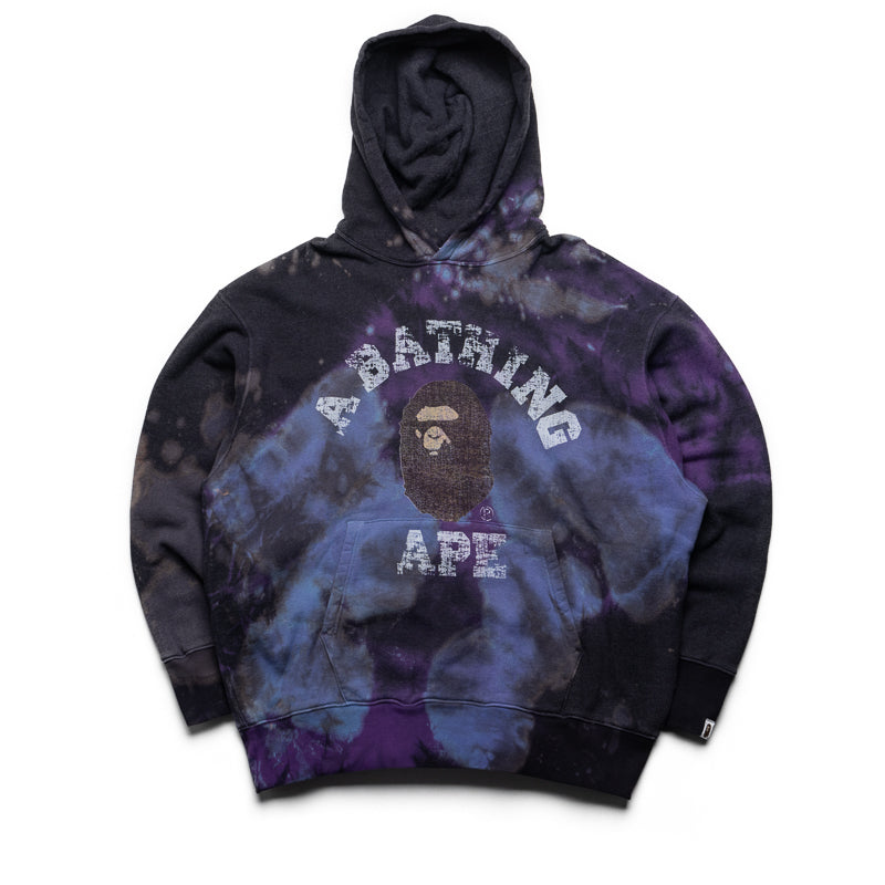 A Bathing Ape Tie Dye College Pullover Hoodie - Black