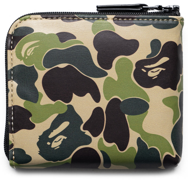 A Bathing Ape ABC Camo PU Leather Mini Zipped Wallet - Green