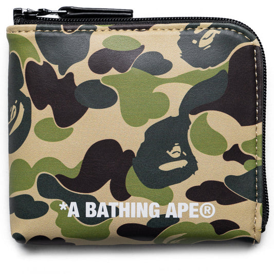 A Bathing Ape ABC Camo PU Leather Mini Zipped Wallet - Green