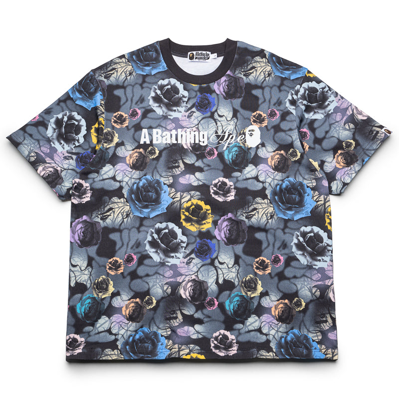 A Bathing Ape Floral Camo Logo Tee - Black