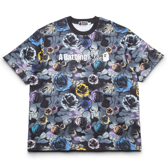 A Bathing Ape Floral Camo Logo Tee - Black