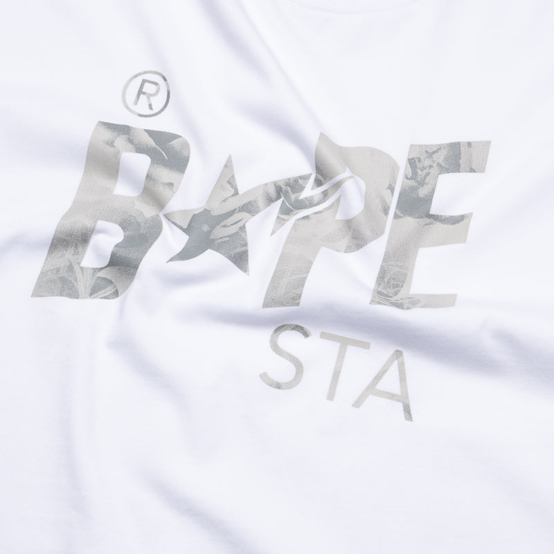 A Bathing Ape Floral Solid Camo Bape Sta Logo Tee - White