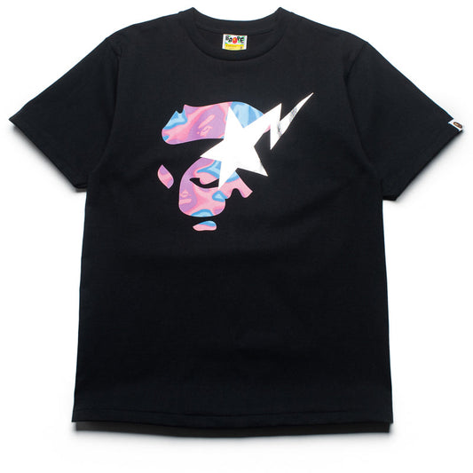 A Bathing Ape Liquid Camo Ape Face Sta Tee - Black/Pink