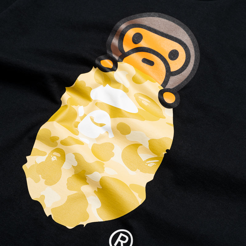 A Bathing Ape Color Camo Milo On Head Tee - Black/Yellow