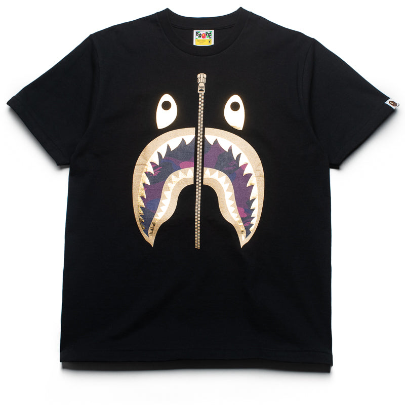 A Bathing Ape Color Camo Shark Tee - Black/Purple